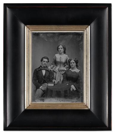 View full screen - View 1 of Lot 81. Seated Man Holding a Book with Two Women.