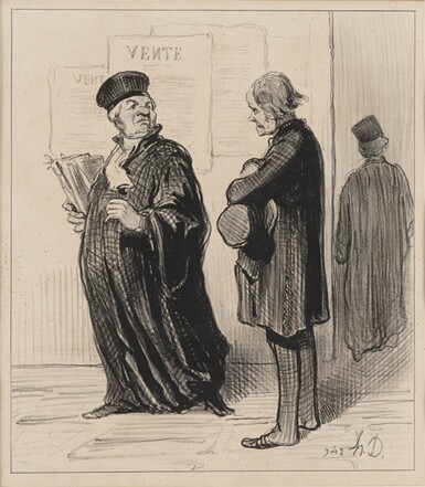 View full screen - View 1 of Lot 48. Mon cher Monsieur... Impossible de plaider votre affaire... Il vous manque les pièces... de cent sous ! .