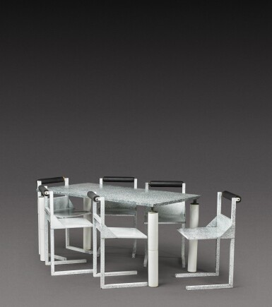 View full screen - View 1 of Lot 186. Dining set comprising one table and six chairs.