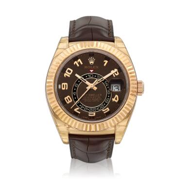 View full screen - View 1 of Lot 2128. Sky-Dweller, Reference 326135 | An Everose gold annual calendar dual time zone wristwatch with date, Circa 2013 | 勞力士 | Sky-Dweller 型號326135 | 永恆玫瑰金年曆兩地時間腕錶,備日期顯示,約2013年製.