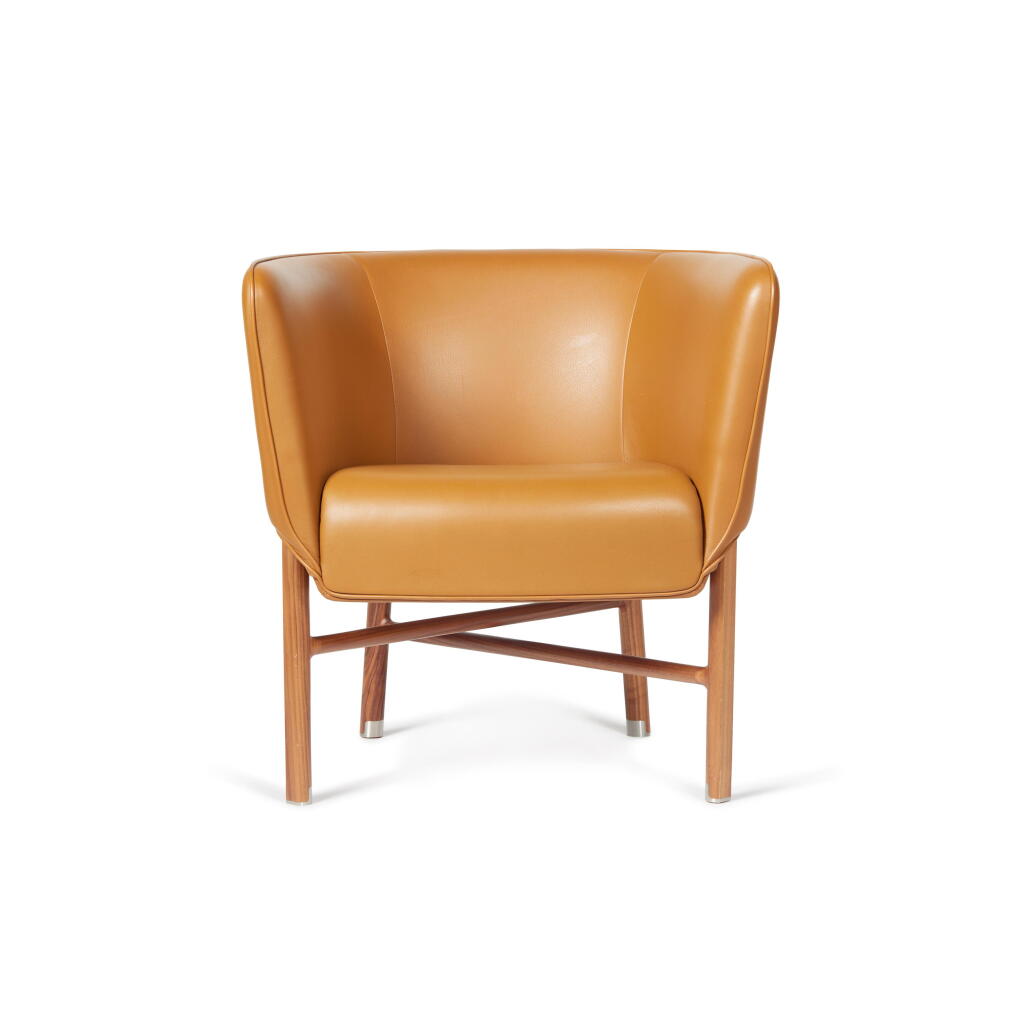 View full screen - View 1 of Lot 116. Les Necessaires d'Hermès Fauve and Walnut Wood Chair.