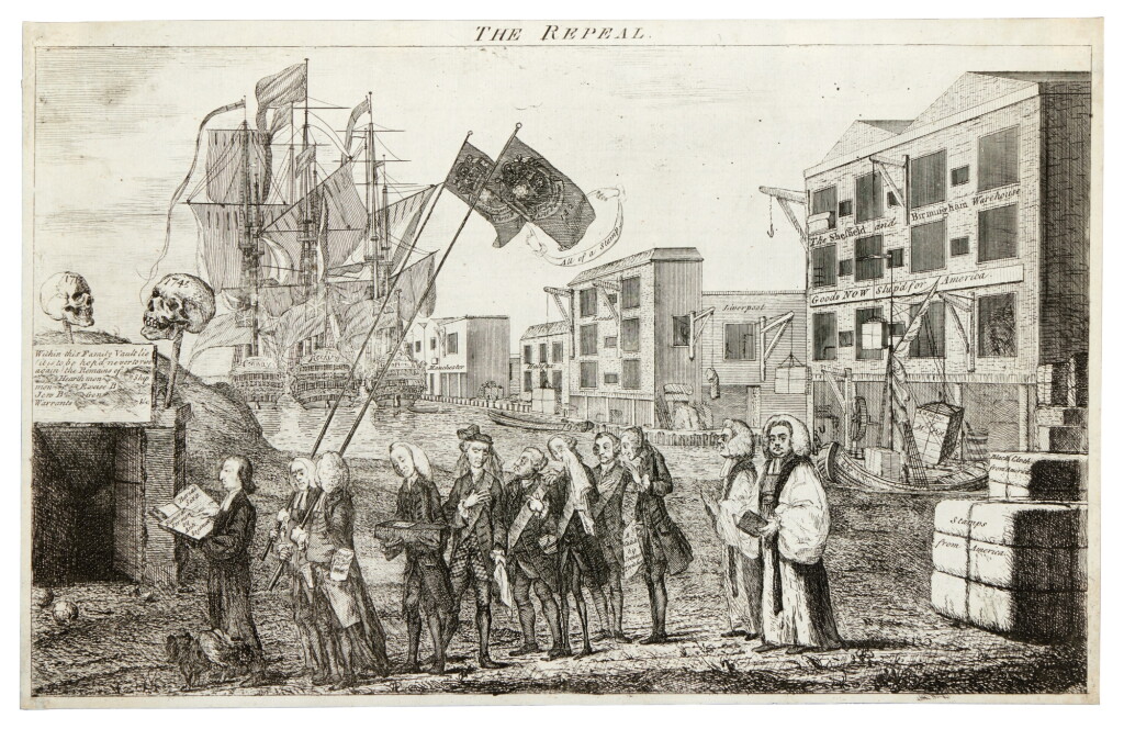 View full screen - View 1 of Lot 1002. (American Revolution) — Benjamin Wilson | Wilson’s satire of the Stamp Act.