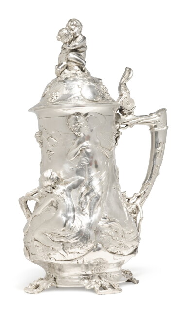 View full screen - View 1 of Lot 6. An Art Nouveau Silver-Plated Jug, Possibly Belgian, Circa 1900.