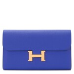 Hermès Bleu Electric Constance Long Wallet of Epsom Leather with Gold Hardware