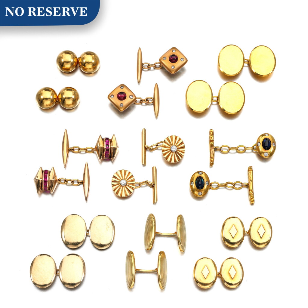 View full screen - View 1 of Lot 176. Nine pairs of cufflinks.