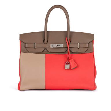 View full screen - View 1 of Lot 6. Rose Jaipur, Etoupe and Argile in Swift and Clemence Leather Birkin 35 Palladium Hardware, 2012.