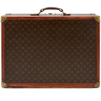 View full screen - View 1 of Lot 142. Ebene Monogram Coated Canvas Library Writing Trunk Brass Hardware, 1920s.
