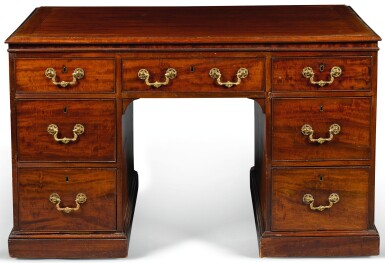 View full screen - View 1 of Lot 77. A George IV mahogany kneehole desk by William Williamson & Son of Guildford, second quarter 19th century.