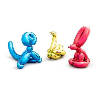 View full screen - View 1 of Lot 95. Balloon Monkey (Blue), Balloon Rabbit (Red) and Balloon Swan (Yellow) .