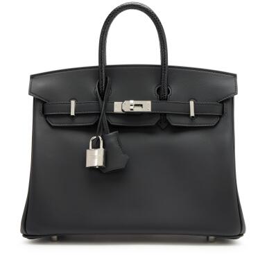View full screen - View 1 of Lot 70. Black Shiny Niloticus Lizard and Swift Touch Birkin 25 Palladium Hardware, 2025.