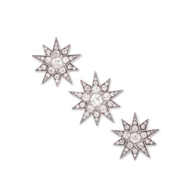 View full screen - View 1 of Lot 1075. Attractive suite of diamond brooches/pendants, circa 1900.