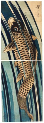 KEISAI EISEN (1790–1848) CARP IN WATERFALL, EDO PERIOD (19TH CENTURY)