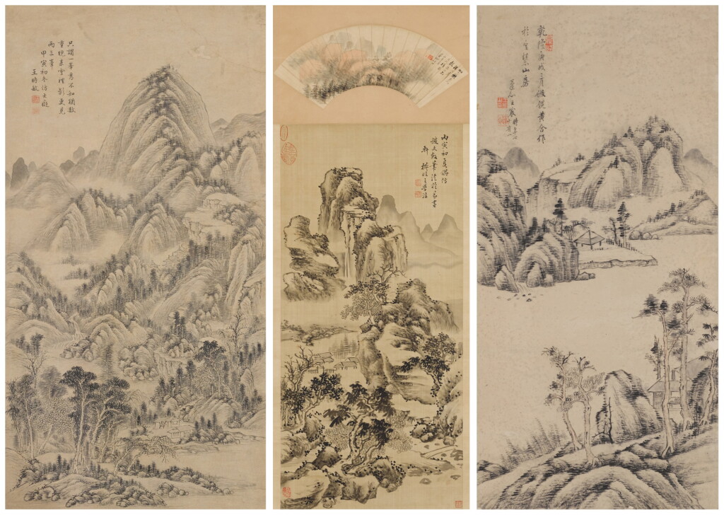 View full screen - View 1 of Lot 180. A Group of Three Landscape Paintings .