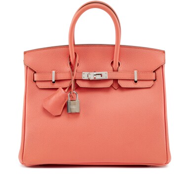 View full screen - View 1 of Lot 76. Flamingo Epsom Birkin 25 Palladium Hardware, 2015.