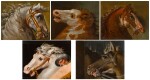 AUGUSTE-JEAN-BAPTISTE VINCHON | FIVE STUDIES OF HORSES' HEADS, AFTER RAPHAEL'S FRESCOES IN THE STANZE VATICANE