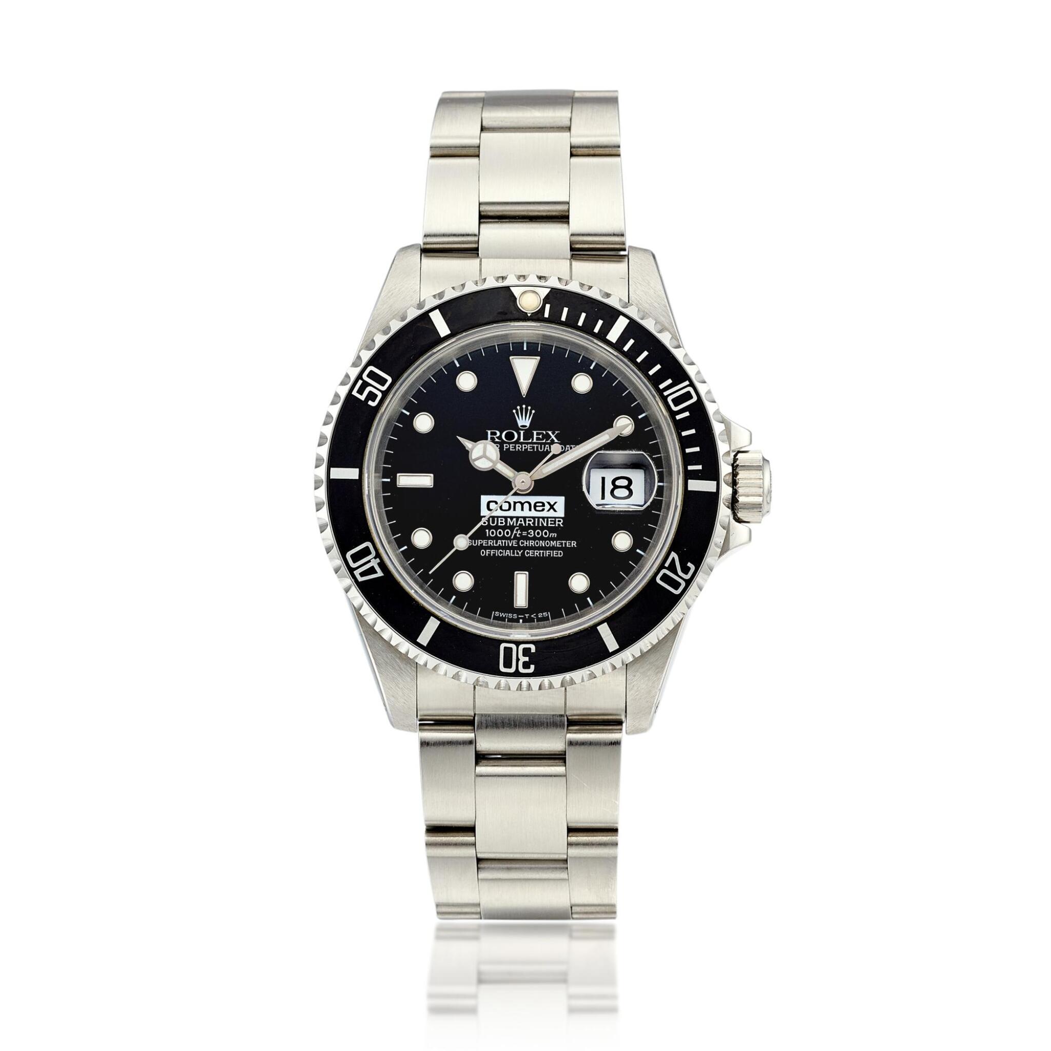 Submariner Date Comex Reference A Stainless Steel Wristwatch With Date And Bracelet Made For Comex Circa 1991 勞力士 Submariner Date Comex 型號 精鋼鏈帶腕錶 備日期顯示 為 Comex 而製 約 1991年製 Submariner Date Comex Reference A Stainless Steel Wristwatch With Date And Bracelet Made For Comex Circa 1991 勞力士 Submariner Date Comex 型號 精鋼鏈帶腕錶 備日期顯示 為 Comex 而製 約 1991年製