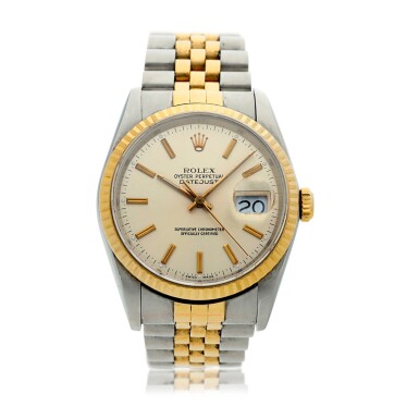 View full screen - View 1 of Lot 46. REFERENCE 16233 DATEJUST A STAINLESS STEEL AND YELLOW GOLD AUTOMATIC WRISTWATCH WITH DATE AND BRACELET, CIRCA 1987.