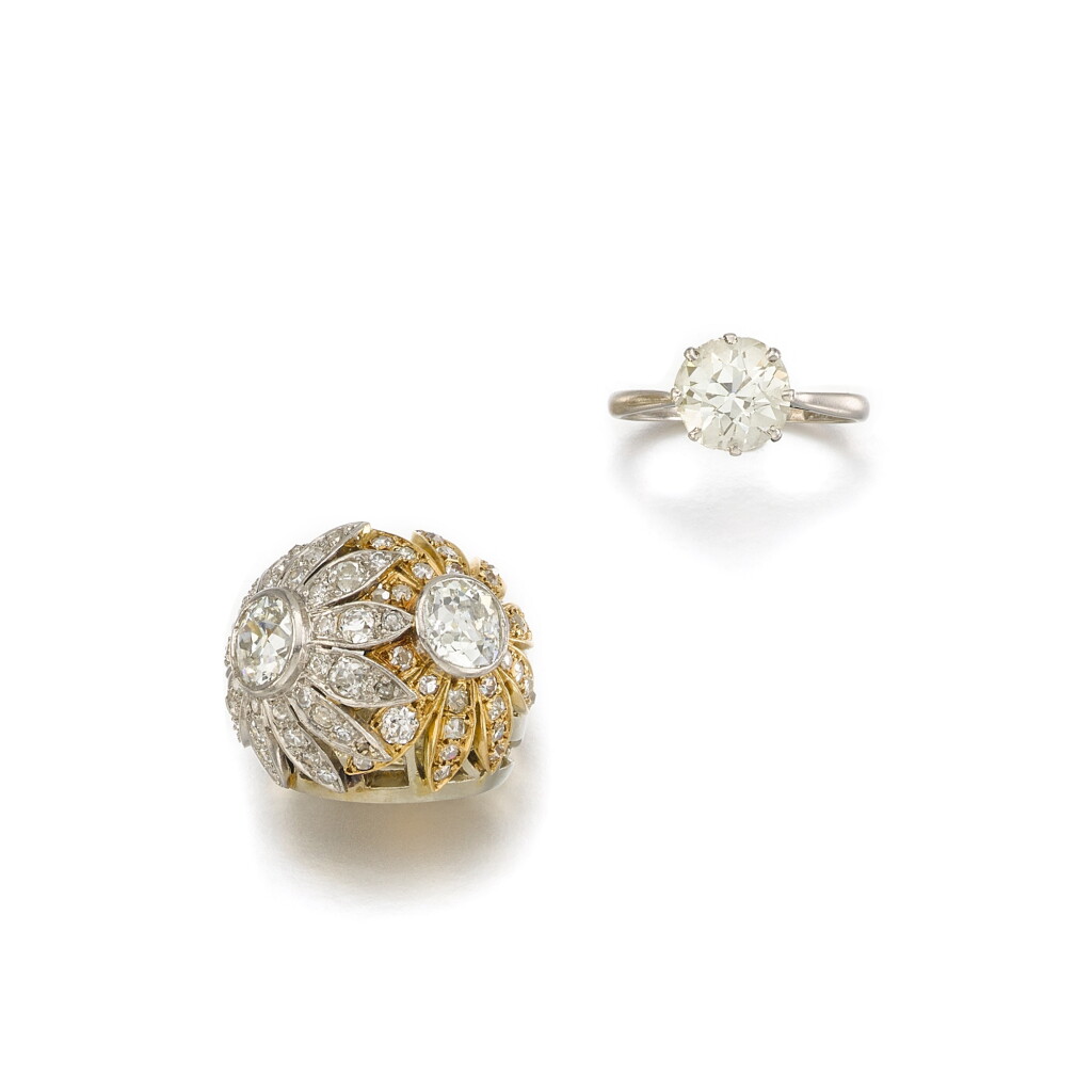 View full screen - View 1 of Lot 9. Pair of diamond rings.