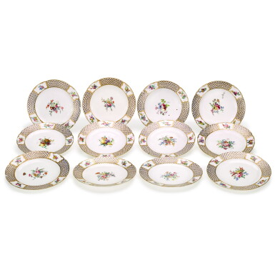 View full screen - View 1 of Lot 41. A Sèvres bleu mosaïque composite part dessert service, various dates, predominantly 1757-9 and 1762.