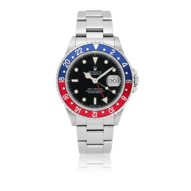 View full screen - View 1 of Lot 98. ROLEX | GMT-MASTER, REF 16700 STAINLESS STEEL DUAL-TIME WRISTWATCH WITH DATE AND BRACELET CIRCA 1996.