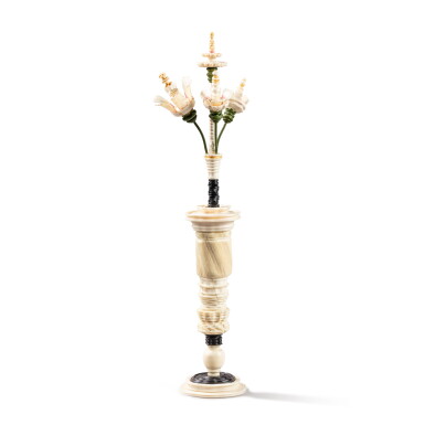 View full screen - View 1 of Lot 232. A turned ivory and narwhal cup and cover, probably South German, 19th century.