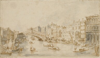 View full screen - View 1 of Lot 19. A view of the Rialto with the Riva del Vin.