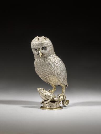 View full screen - View 1 of Lot 502. A Flemish parcel-gilt silver owl cup, Jan de Naghel III, Ghent, 1557.