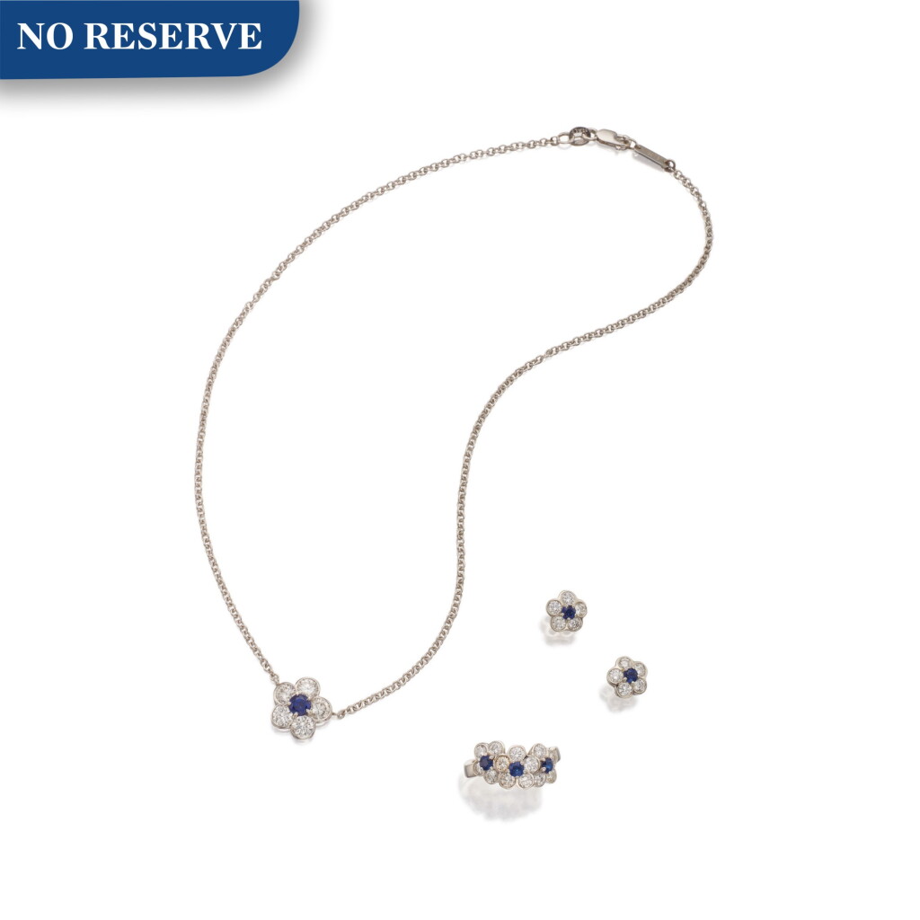View full screen - View 1 of Lot 109. Van Cleef & Arpels | Suite of Sapphire and Diamond Jewels.