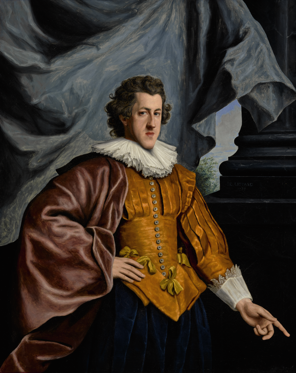 View full screen - View 1 of Lot 58. JEAN-ÉTIENNE LIOTARD | PORTRAIT OF FRANCIS OWEN, THREE-QUARTER-LENGTH, IN SEVENTEENTH-CENTURY VAN DYCK COSTUME.