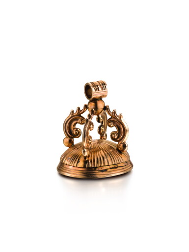 View full screen - View 1 of Lot 21. A GOLD FOB SEAL ENCLOSING A PAINTED IVORY MINIATURE OF A YOUNG LADY, CIRCA 1815.