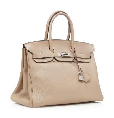 View full screen - View 1 of Lot 81. Hermès Gris Tourterelle Birkin 35cm with Palladium Hardware .