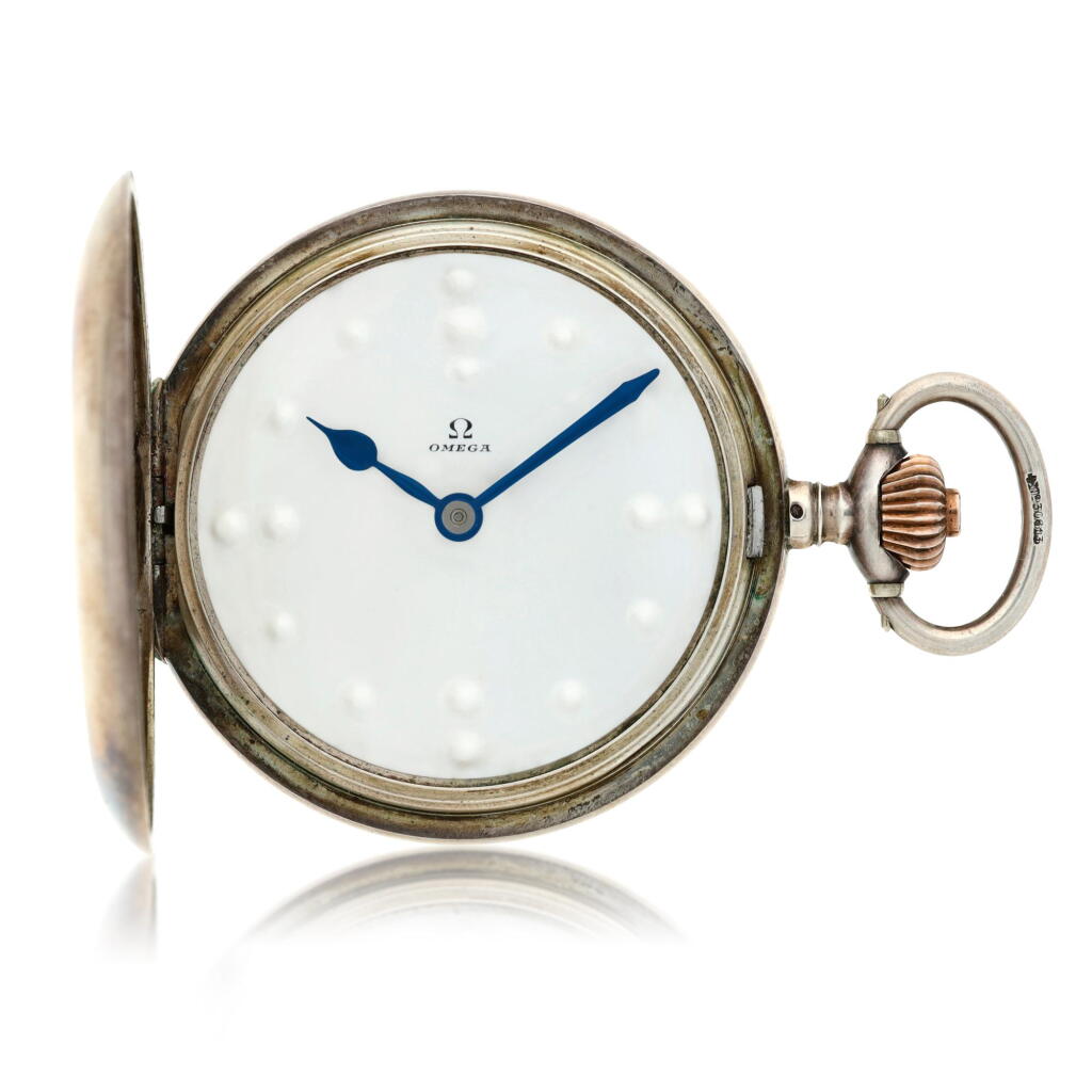 View full screen - View 1 of Lot 205. A silver hunting cased watch with braille indices, Circa 1915.