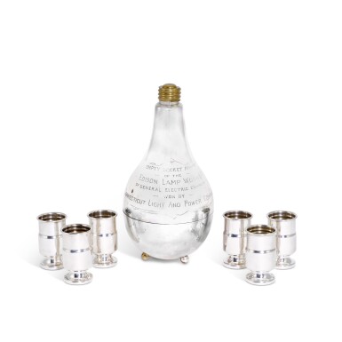 View full screen - View 1 of Lot 44. Cartier | Silver decanter and six beakers.
