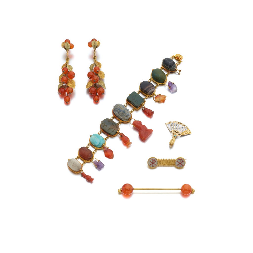 View full screen - View 1 of Lot 1132. Gem set bracelet, circa 1860 and a collection of jewels, 19th century.