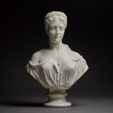 View full screen - View 1 of Lot 156. PROSPER D' EPINAY | BUST OF ATHENAIS MARIE GRYMES (1832-1897).