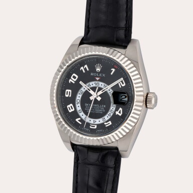 View full screen - View 1 of Lot 330. Sky-Dweller, Reference 326139 | A white gold annual calendar and dual time zone wristwatch with date | Circa 2014.