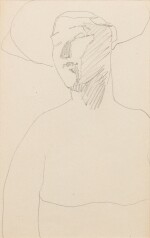 Femme de trois quarts coiffée d'un chapeau