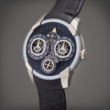 View full screen - View 1 of Lot 162. Opus X | A limited edition white gold dual time wristwatch with power reserve indication, Developed with Jean-François Mojon, Circa 2010.