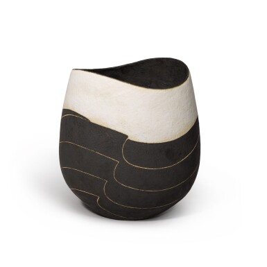 View full screen - View 1 of Lot 126. Pot with Geometric Wave Design.
