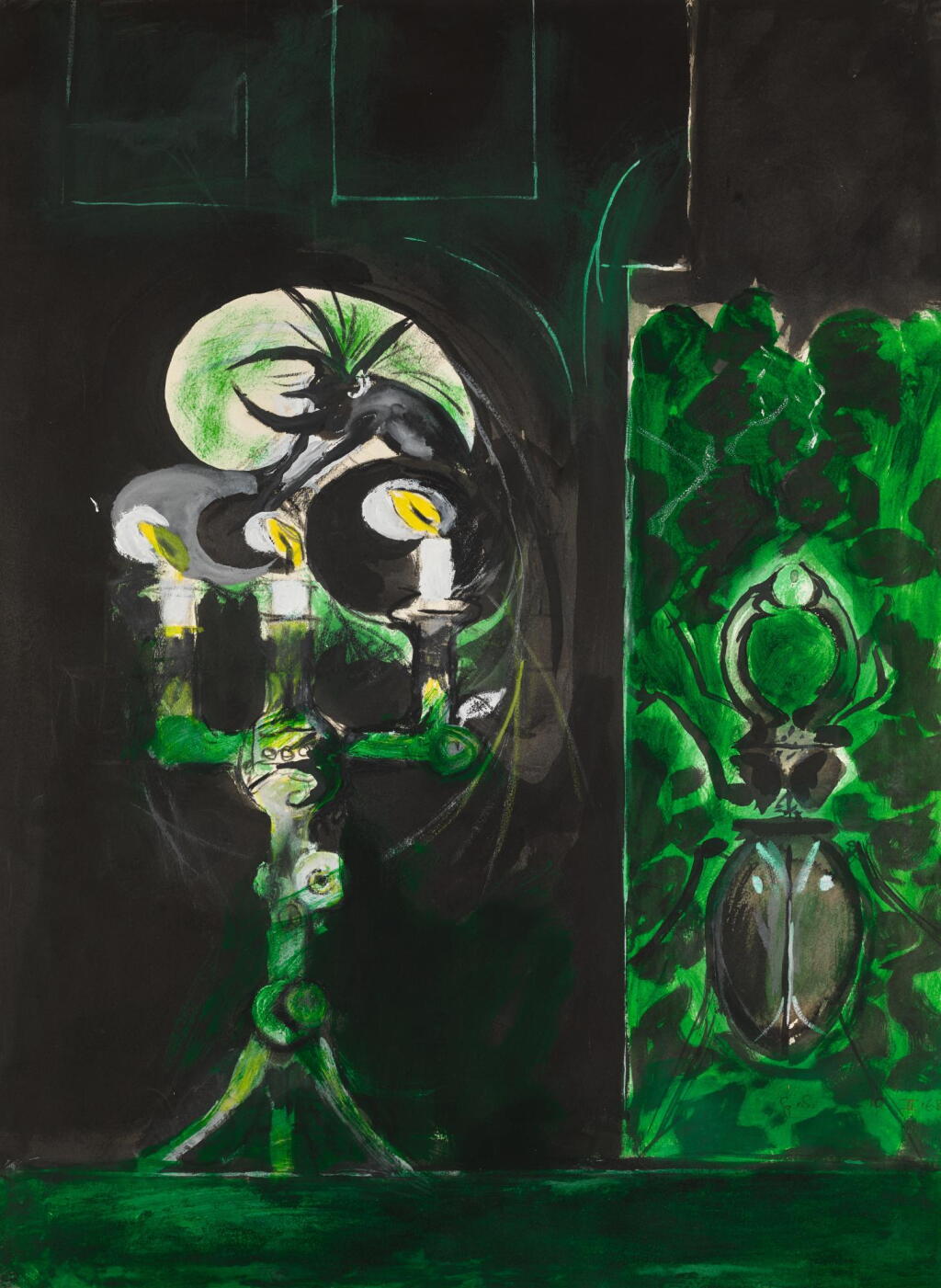 View full screen - View 1 of Lot 127. GRAHAM SUTHERLAND | NIGHT, INSECT AND CANDLESTICK.