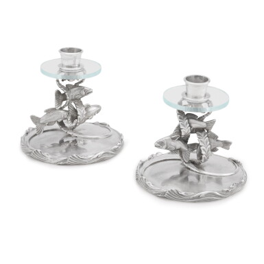 View full screen - View 1 of Lot 46. A pair of silver candlesticks, Leslie Gordon Durbin, London, 1948.