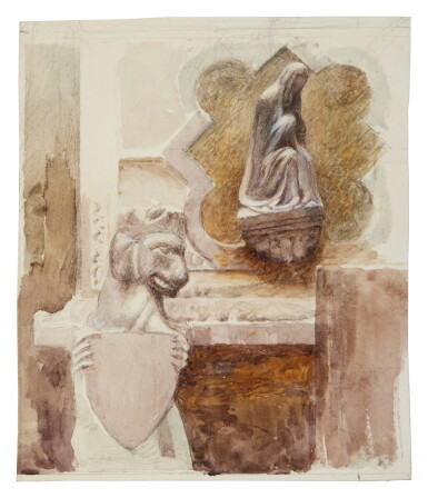 View full screen - View 1 of Lot 58. Verona, Can Grande Tomb, Madonna and Heraldic Dog.