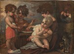 Children eating cherries