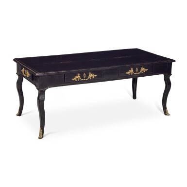 View full screen - View 1 of Lot 640. A French Régence Gilt-Bronze Mounted Ebonised Bureau Plat, Circa 1720.