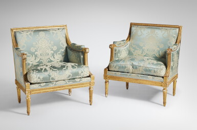 View full screen - View 1 of Lot 162. A Pair of Louis XVI Giltwood Marquises by Georges Jacob, Circa 1780.