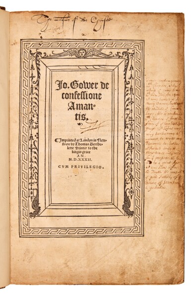 View full screen - View 1 of Lot 26. John Gower | De Confessione Amantis, 1532, the Berland copy.