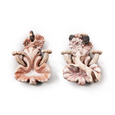 View full screen - View 1 of Lot 57. Two fables de la Fontaine le Corbeau et le Renard wall sconces, circa 1955 | deux appliques fables de la Fontaine le Corbeau et le Renard, vers 1955.