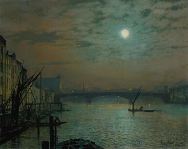 View full screen - View 1 of Lot 680. Southwark Bridge by Moonlight.