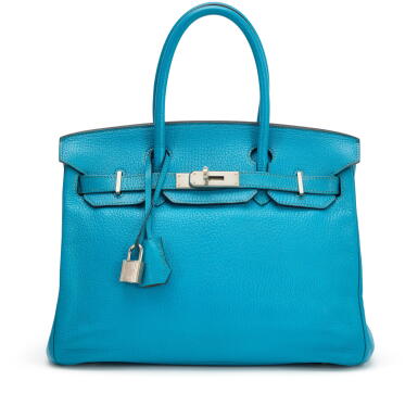 View full screen - View 1 of Lot 87. Bleu Frida and Etoupe Chèvre Verso HSS Birkin 30 Brushed Palladium Hardware, 2010.