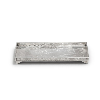 View full screen - View 1 of Lot 1333. A Chinese export silver pen tray, Wang Hing, Canton or Shanghai, circa 1900.